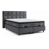 JVmoebel Boxspringbett Bett mit Matratze Grau Moderner Stil Stoffbezug Bett mit Stauraum