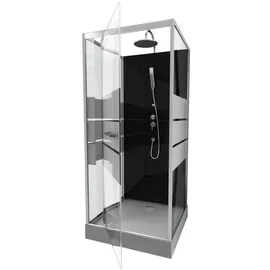 Marwell Dusy Komplettdusche 70 x 225 cm Duschwanne Schwarz/Silber Sicherheitsglas
