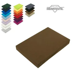 EXKLUSIV HEIMTEXTIL Jersey Spannbettlaken Spannbetttuch Bettlaken Marke  Rundumgummizug 180 - 200 x 200 cm Schokobraun