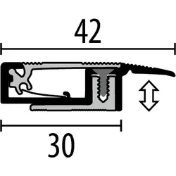 Parkettfreund Avamont®-Abschlussprofil PF 550 F2 edelstahloptik 900x42 mm - 7 - 16 mm Aluminium eloxiert gerillt; mit Kabelkanal