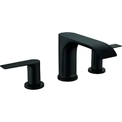hansgrohe Vivenis Waschtisch-3-Loch-Armatur 75033670 mit Zugstangen-Ablaufgarnitur, mattschwarz