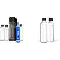 Sodapop Wassersprudler Logan Starterset Mit CO2-Zylinder, 3x Glasflasche & Glasflaschen-Set, Ersatzflaschen Für Logan, 2x 600 ml