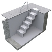 REKU Treppe ELEGANZ 60 Lang 5-stufig Randbefestigung für Universal-Einbau aus Polyester, Farbe: weiß