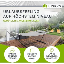 Juskys Hängematte Cata mit Gestell und Kissen - Doppelhängematte für 2 Personen - 200kg - Hellgrau