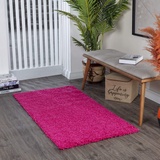 Surya Home Shaggy Berber Teppich Läufer - Flauschiger Teppich für Wohnzimmer, Schlafzimmer, Berber Langflor Hochflor Teppich Weiss flauschig - Teppich Läufer 80x150 cm Läufer Flur in Rosa