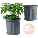 GarPet 2x Pflanzkübel Halbrund direkt an der Wand Pflanzkübel Groß Außen Blumenkübel Outdoor Pflanztopf Pflanzkasten Blumentopf 50 Grau