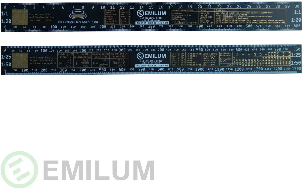 Emilum Maßstabs-Lineal für Elektro- Lichtplaner & Bauherren