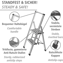 Wenko Alu-Design Klapptrittleiter 2 Stufen silber