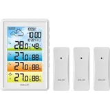 BALDR Wetterstation Funk mit 3 Außensensoren Innen Außen Digital Thermometer