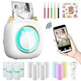 ZAKVOP mini drucker für Smartphone, mini Tragbare Fotodrucker, mini Pocket Printer, Bluetooth thermodrucker für iOS und Android, Aufkleber drucker für Journal, Notizen, Liste, Memo - weiß