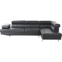 Beliani Ecksofa 5-Sitzer Norrea Kunstleder Schwarz Linksseitig