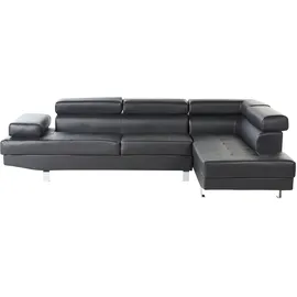 Beliani Ecksofa 5-Sitzer Norrea Kunstleder Schwarz Linksseitig