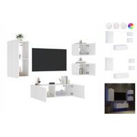 vidaXL TV-Schrank 4-tlg TV-Wohnwand mit LED-Leuchten Weiß weiß