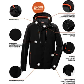KILLTEC Herren Skijacke/Funktionsjacke mit abzippbarer Kapuze und Schneefang KSW 69 MN SKI JCKT, schwarz, 3XL,