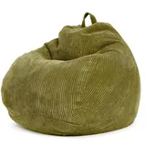 Green Bean Indoor Sitzsack "Scoop" 90x110cm EPS-Perlen Füllung & Cordstoff Kuschelig Weich Waschbar - Bodenkissen Liegekissen Sitzkissen Sitzhocker Relax-Sessel Grün