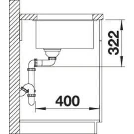 Blanco Subline 700-U rechts Einbauspüle vulkangrau Handbetätigung 730 x 460 mm