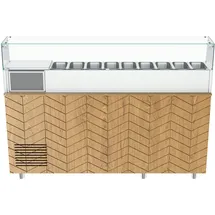 Gastronics Pizzakühltisch Premium – Kühltheke mit schwarzem Compact im Marmor-Design LED mit 207 x 80 x 145 cm 3 Türig