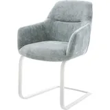 DeLife Freischwinger Pejo-Flex Chenille Pastellblau Freischwinger flach Weiß Taschenfederkern,