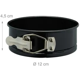 Relaxdays Springform klein, 5er Set, Ø 12 cm, rund, antihaftbeschichtet, 220 °C hitzebeständig, Mini Kuchenform, schwarz