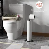 Famanu Toilettenpapierhalter freistehend, aus Edelstahl, ohne Bohren, schwarz