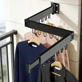 HSEANWWW Ausziehbarer, Faltbarer Wandwäscheständer (128 cm), platzsparende Wandmontage, ideal für Balkone, Badezimmer und Waschküchen (Schwarz)