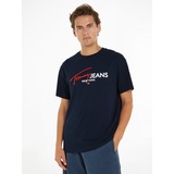 Tommy Jeans T-Shirt mit Label-Print Modell SPRAY POP COLOR Marine, L,