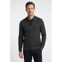 Olymp Strickjacke OLYMP, Herren, Gr. XXL, grau (anthrazit), Strick, Obermaterial: 100% Baumwolle, regular fit, Rippbündchen, Strickjacken Strickjacke, Stehkragen, regular fit