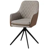 MASSIVMOEBEL24.DE Drehstuhl Polyester hellbraun/grau 2er Set