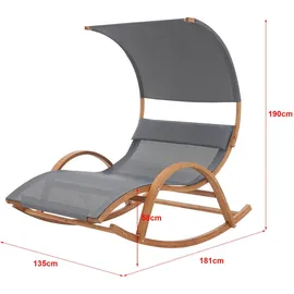 [en.casa] Schaukelliege Kasos 135 x 181 x 190 cm Dunkelgrau