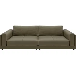 Big-Sofa 3C CANDY "Karalis mit extra großer Sitztiefe, elegantes Mega Sofa zum Relaxen", grün (oliv), B:294cm H:85cm T:150cm, 100% Leder, Sofas, auch in Cord- oder Leder-Bezug, lose Kissen, loungige Bequemlichkeit