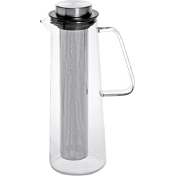 Krüger Glaskaraffe 1l mit Edelstahlfilter, Karaffe + Krug, Grau
