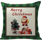 HHRHLKNH Kissen Herbst Home Weihnachtskissen Tasse Rot Kariertes Weihnachtskissen Santa Claus Druckkissen-A03._45 * 45 cm.