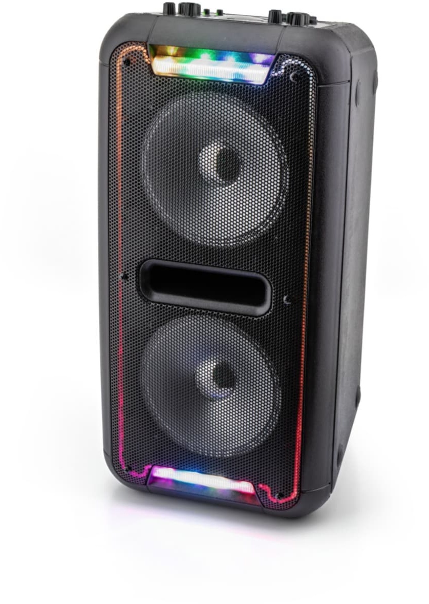 Caliber HPA502BTL tragbarer Bluetooth Lautsprecher mit mehrfarbigen LED-Leuchten, eingebauter Batterie und Karaoke Sing-Along-Option