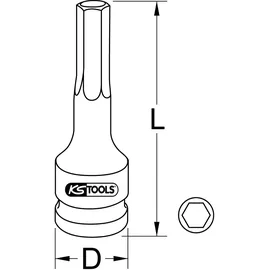 KS Tools 1/2" Kraft-Bit-Stecknuss Torx, lang, T40