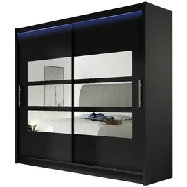 Mirjan24 Schiebetürenschrank London III 180 x 215 x 58 cm Schwarz