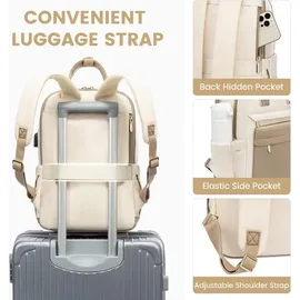 LOVEVOOK Damen Rucksack 14 Zoll Laptop Wasserdicht Khaki Beige