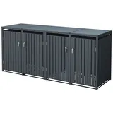 ML-Design Mülltonnenbox Müllbox aus Stahl wetterfeste Mülltonnen Verkleidung Mülltonnengarage (4 St), Mülltonnencontainer mit Klappdeckel / Tür für 4 Tonne à 240 ltr. grau