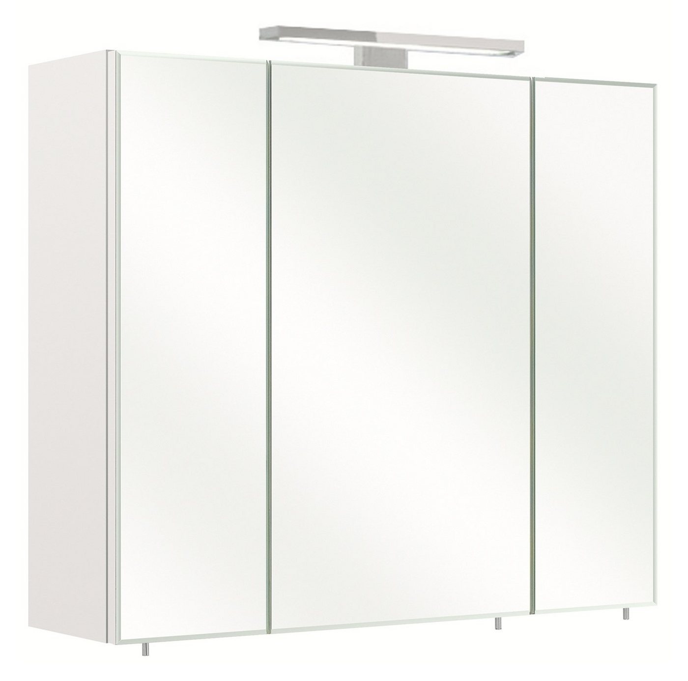 PELIPAL Spiegelschrank GERD, Weiß matt, 3-türig, mit LED-Aufsatzleuchte, Badmöbel, BxHxT 70 x 60 x 20 cm weiß