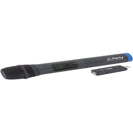Party Light & Sound - WM-USB - UHF-Mikrofonsystem über USB mit 1 Empfänger (USB), 1 Klinkenadapter und 1 UHF-Handmikrofon mit Digitalanzeige - Schwarz