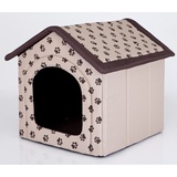 millybo Hundehöhle Hundebett Hundehaus Hundehütte R1-R6 (R3 (52 x 46 cm), beige mit Muster (Pfötchen))