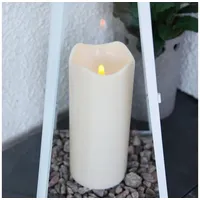 Star Trading Kerze Paul Stumpenkerze, Beige, LED Timer, Dämmerungssensor,