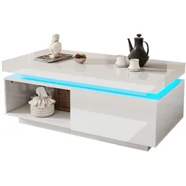 Okwish Couchtisch Weiß Spanplatte 100 x 50 x 40 cm