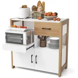 COSTWAY Küchenbuffet Küchenschrank mit Türen & Schubladen, Sideboard Holz weiß