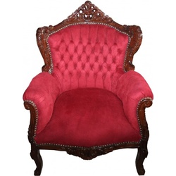 Casa Padrino Barock Sessel Lord Bordeaux Rot/Braun - Antik Stil