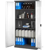 Jan Nowak Aktenschrank C001H Büroschrank Metallschrank Stahlschrank Werkzeugschrank Stahlblech Pulverbeschichtet Flügeltürschrank Abschließbar 195 cm x 90 cm x 40 cm (anthrazit/weiß)