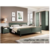 Lomadox Schlafzimmer Komplett Set im Landhausstil EPSOM-83 Doppelbett Liegefläche 180 x 200 cm, in grün mit Lefkas Eiche Nb.