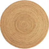 Gifiie Jute Teppich Rund, Teppich Handgewebt 100% Naturfaser de Jute, Farbe Natur, Naturjute großer ökologischer und reversibler Teppich für Wohnkultur (200x200cm, Natur)