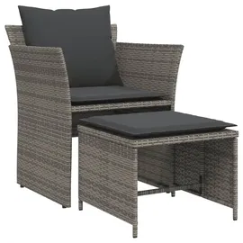 vidaXL Gartenstuhl mit Fußhocker 368618 1-tlg 55 x 70 x 106 cm grau