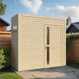Bertilo Gerätehaus Cubus 1  (Außenmaß inkl. Dachüberstand  (B x T): 121 x 234 cm, Holz, Naturbelassen)