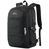 AMBOR Rucksack Herren, 17,3 Zoll Laptop Rucksack Schulrucksack mit USB-Ladeanschluss, Backpack Damen Anti-Diebstahl Rucksack Multifunktion Notebook Tasche Wasserdicht, Schwarz